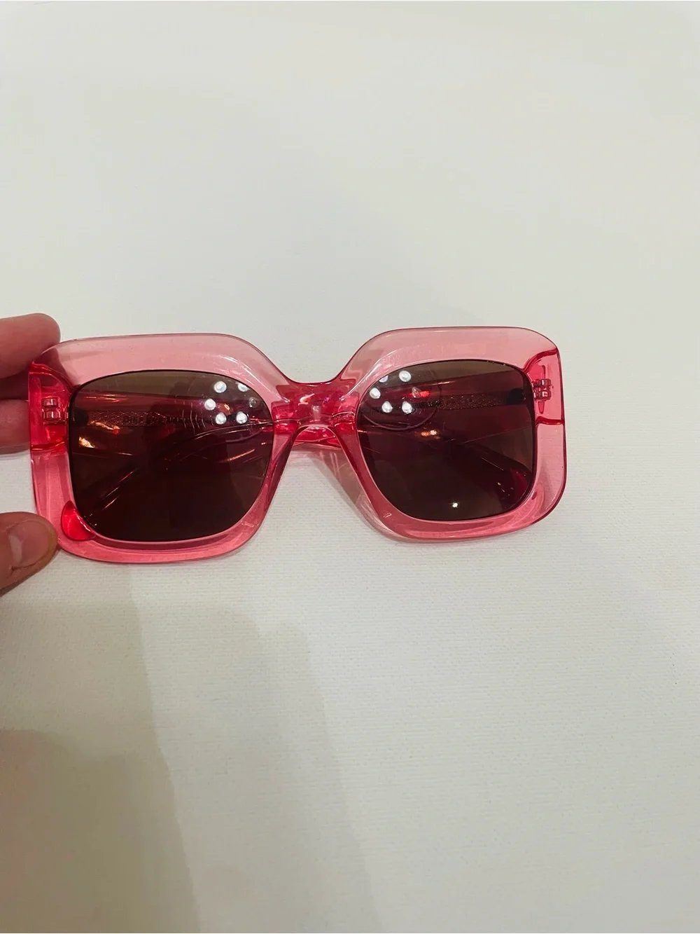 DIFF Giada Candy Pink Polarized Oversized Square Sunglasses